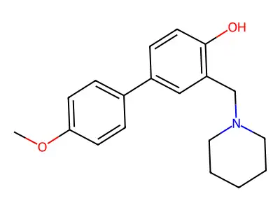 4-Biphenylol, 4'-methoxy-3-(piperidinomethyl)- structure