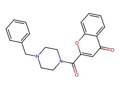 Piperazine, 1-[(4-oxo-4H-1-benzopyran-2-yl)carbonyl]-4-(phenylmethyl)- structure