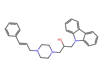 1-carbazol-9-yl-3-[4-[(E)-3-phenylprop-2-enyl]piperazin-1-yl]propan-2-ol structure