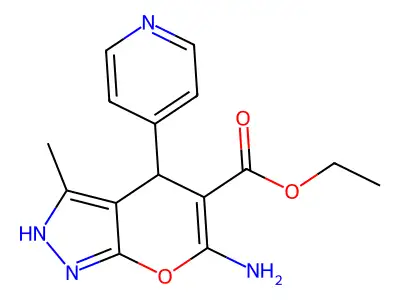 ET 6-Amino-3-ME-4-(4-pyridinyl)-1,4-dihydropyrano(2,3-C)pyrazole-5-carboxylate structure