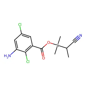 Benzoic Acid, 3-amino-2,5-dichloro-, (1-cyanoethyl)dimethylsilyl Ester structure