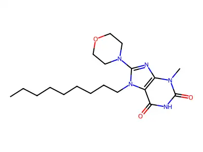 1H-Purine-2,6-dione, 3,7-dihydro-3-methyl-8-(4-morpholinyl)-7-nonyl- structure