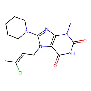 7-[(Z)-3-chlorobut-2-enyl]-3-methyl-8-piperidin-1-ylpurine-2,6-dione structure