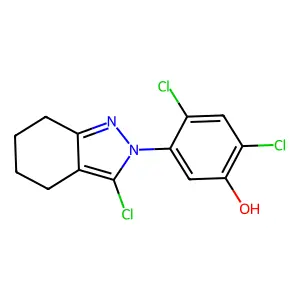 2,4-Dichloro-5-(3-chloro-4,5,6,7-tetrahydroindazol-2-yl)phenol structure