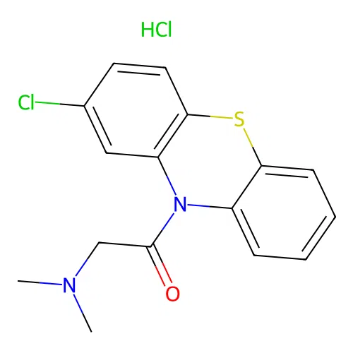 1-(2-chloro-10H-phenothiazin-10-yl)-2-(dimethylamino)ethanone hydrochloride structure