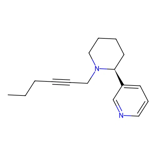 3-[(2S)-1-(hex-2-yn-1-yl)piperidin-2-yl]pyridine structure