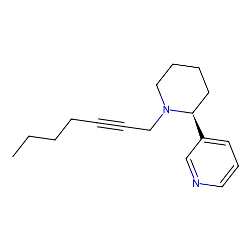 3-((2S)-1-hept-2-ynyl-2-piperidyl)pyridine structure