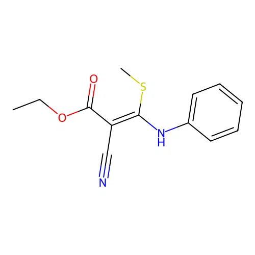 Ethyl 2-cyano-3-(methylsulfanyl)-3-(phenylamino)prop-2-enoate structure
