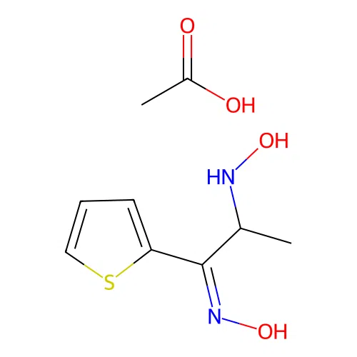 2-(Hydroxyamino)-1-(2-thienyl)-1-propanone oxime acetate (salt) structure