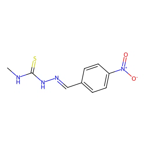 1-methyl-3-[(E)-(4-nitrophenyl)methylideneamino]thiourea structure