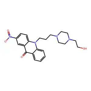 4-(3-(2-Nitro-9-(10H)acridinon-10-yl)propyl)-1-piperazineethanol structure