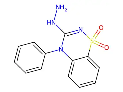 2H-1,2,4-Benzothiadiazin-3(4H)-one, 4-phenyl-, hydrazone, 1,1-dioxide structure