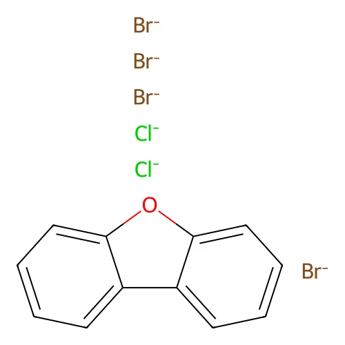 Tetrabromodichlorodibenzofuran structure
