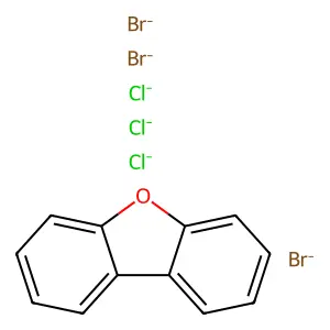 Dibenzofuran, tribromotrichloro- structure
