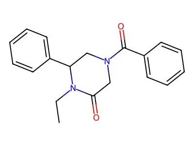 4-Benzoyl-1-ethyl-6-phenylpiperazin-2-one structure