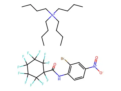 1-Butanaminium, N,N,N-tributyl-, salt with N-(2-bromo-4-nitrophenyl)-1,2,2,3,3,4,4,5,5,6,6-undecafluorocyclohexanecarboxamide (1:1) structure