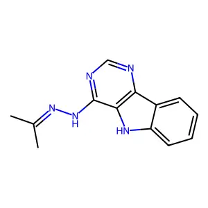 N-(propan-2-ylideneamino)-5H-pyrimido[5,4-b]indol-4-amine structure