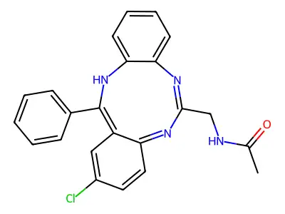 N-((2-Chloro-13-phenyl-5H-dibenzo(d,h)(1,3,6)triazonin-6-yl)methyl)acetamide structure
