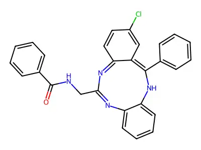 N-[(2-chloro-13-phenyl-12H-benzo[d][1,3,7]benzotriazonin-6-yl)methyl]benzamide structure