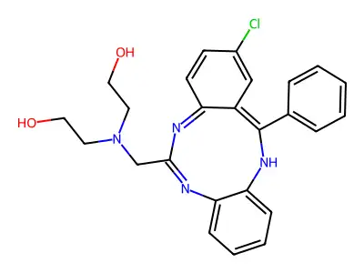 2,2'-(((2-Chloro-13-phenyl-5H-dibenzo(d,h)(1,3,6)triazonin-6-yl)methyl)imino)bisethanol structure