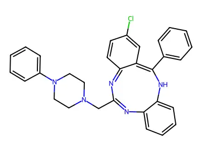 2-Chloro-13-phenyl-6-((4-phenyl-1-piperazinyl)methyl)-5H-dibenzo(d,h)(1,3,6)triazonine structure