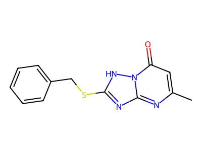 2-Benzylthio-5-methyl-S-triazolo(1,5-A)pyrimidin-7-OL structure