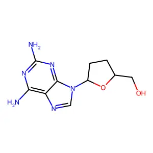 2,6-Diaminopurine 2',3'-dideoxyriboside structure