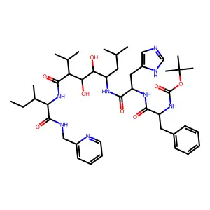 L-Histidinamide, N-((1,1-dimethylethoxy)carbonyl)-L-phenylalanyl-N-(2,3-dihydroxy-5-methyl-1-(2-methylpropyl)-4-(((2-methyl-1-(((2-pyridinylmethyl)amino)carbonyl)butyl)amino)carbonyl)hexyl)-, (1S-(1R*,2S*,3S*,4S*(1R*,2R*)))- structure
