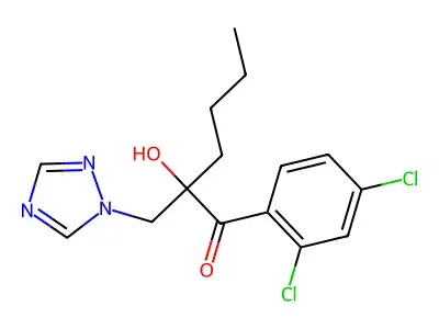 1-Hexanone, 1-(2,4-dichlorophenyl)-2-hydroxy-2-(1H-1,2,4-triazol-1-ylmethyl)- structure