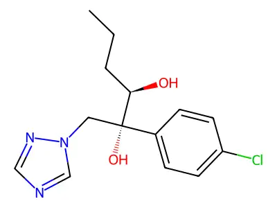 2,3-Hexanediol, 2-(4-chlorophenyl)-1-(1H-1,2,4-triazol-1-yl)-, (2R,3R)- structure