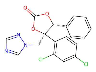 1,3-Dioxolan-2-one, 4-(2,4-dichlorophenyl)-5-phenyl-4-(1H-1,2,4-triazol-1-ylmethyl)-, (4S,5R)- structure