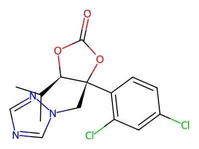 L-Arabinitol, 3,4-O-carbonyl-1,2,5-trideoxy-4-C-(2,4-dichlorophenyl)-2-methyl-5-(1H-1,2,4-triazol-1-yl)- structure
