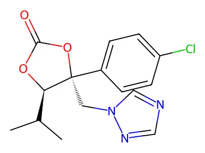D-Arabinitol, 2,3-O-carbonyl-2-C-(4-chlorophenyl)-1,4,5-trideoxy-4-methyl-1-(1H-1,2,4-triazol-1-yl)- structure