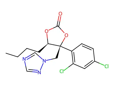 1,3-Dioxolan-2-one, 5-butyl-4-(2,4-dichlorophenyl)-4-(1H-1,2,4-triazol-1-ylmethyl)-, (4S,5R)- structure