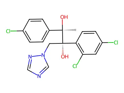 2,3-Butanediol, 3-(4-chlorophenyl)-2-(2,4-dichlorophenyl)-1-(1H-1,2,4-triazol-1-yl)-, (2R,3R)- structure