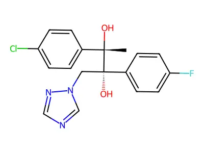 2,3-Butanediol, 3-(4-chlorophenyl)-2-(4-fluorophenyl)-1-(1H-1,2,4-triazol-1-yl)-, (2R,3S)- structure