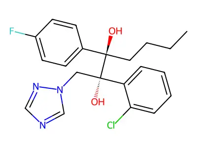 2,3-Heptanediol, 2-(2-chlorophenyl)-3-(4-fluorophenyl)-1-(1H-1,2,4-triazol-1-yl)-, (2R,3R)- structure