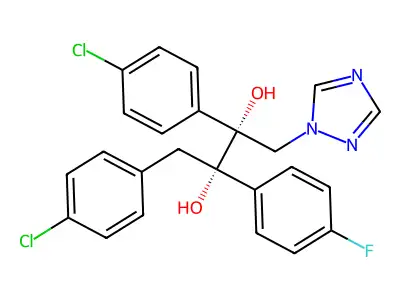 2,3-Butanediol, 1,3-bis(4-chlorophenyl)-2-(4-fluorophenyl)-4-(1H-1,2,4-triazol-1-yl)-, (2S,3R)- structure