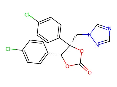 1,3-Dioxolan-2-one, 4,5-bis(4-chlorophenyl)-4-(1H-1,2,4-triazol-1-ylmethyl)-, (4S,5R)- structure