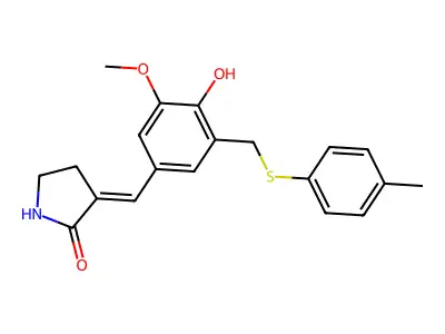 2-Pyrrolidinone,3-[[4-hydroxy-3-methoxy-5-[[(4-methylphenyl)thio]methyl]phenyl]methylene]- structure