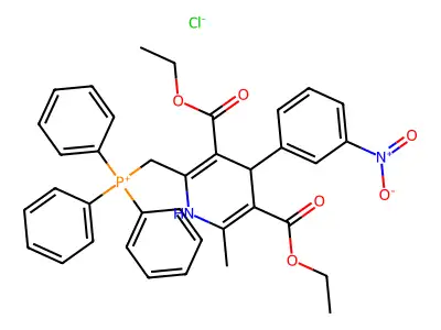 Phosphonium, ((3,5-bis(ethoxycarbonyl)-1,4-dihydro-6-methyl-4-(3-nitrophenyl)-2-pyridinyl)methyl)triphenyl-, chloride structure