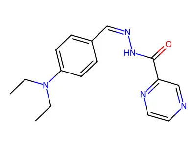 N-[[4-(diethylamino)phenyl]methylideneamino]pyrazine-2-carboxamide structure