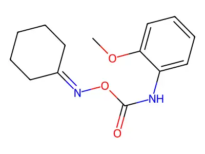 O-(N-(O-Anisyl)carbamoyl)cyclohexanone oxime structure
