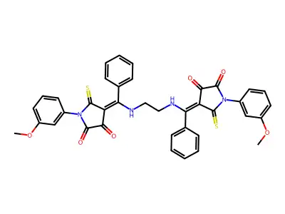2,3-Pyrrolidinedione, 4,4'-(1,2-ethanediylbis(imino(phenylmethylidyne)))bis(1-(4-methoxyphenyl)-5-thioxo- structure