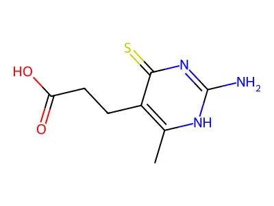 3-(2-Amino-4-mercapto-6-methyl-5-pyrimidinyl)propanoic acid structure