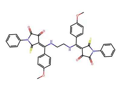 2,3-Pyrrolidinedione, 4,4'-(1,2-ethanediylbis(imino(4-methoxyphenyl)methylidyne))bis(1-phenyl-5-thioxo- structure