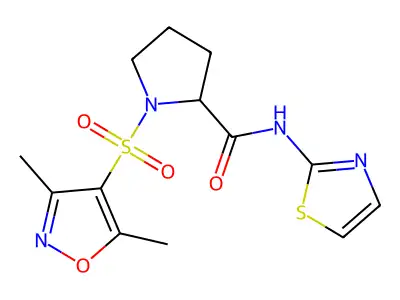 1-[(3,5-dimethylisoxazol-4-yl)sulfonyl]-N-1,3-thiazol-2-ylprolinamide structure