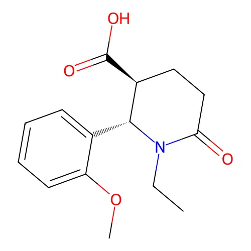 (2S,3S)-1-ethyl-2-(2-methoxyphenyl)-6-oxopiperidine-3-carboxylic acid structure