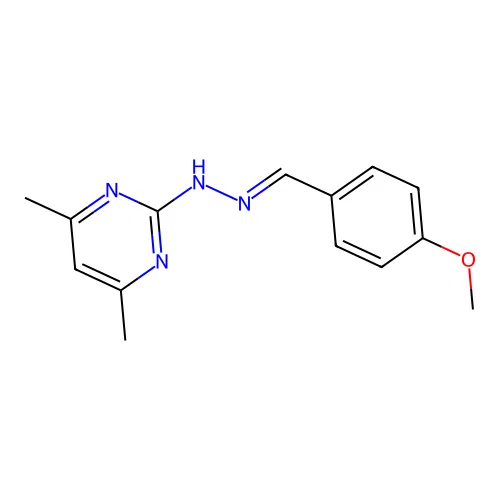 2-[(2E)-2-(4-methoxybenzylidene)hydrazinyl]-4,6-dimethylpyrimidine structure