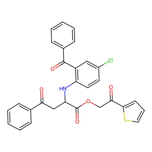 2-oxo-2-(thiophen-2-yl)ethyl 2-{[4-chloro-2-(phenylcarbonyl)phenyl]amino}-4-oxo-4-phenylbutanoate structure
